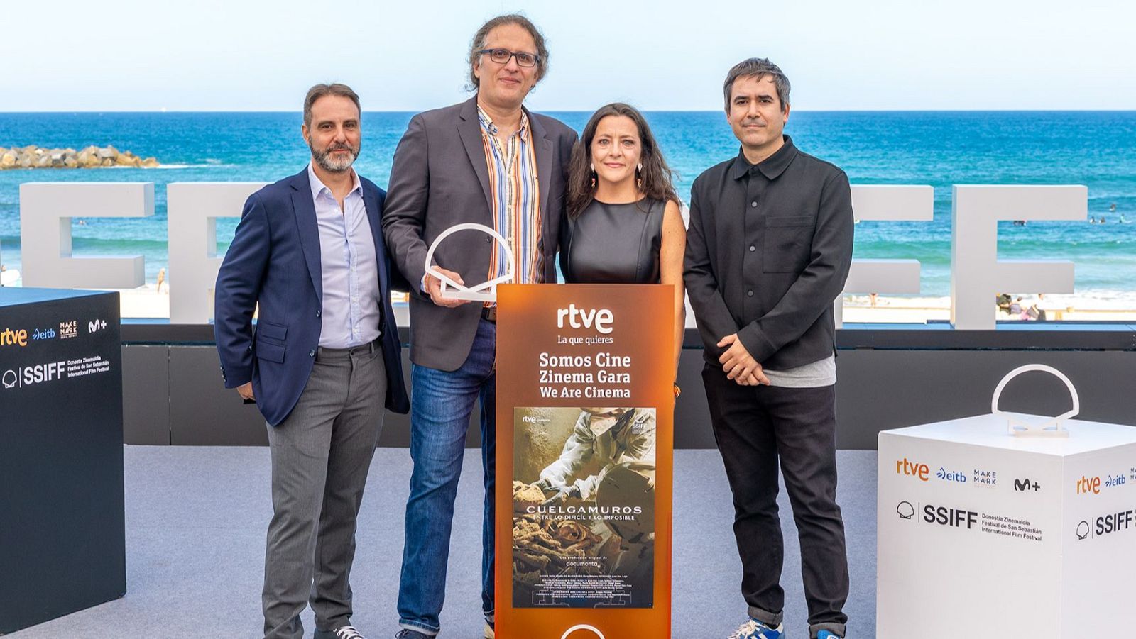 El equipo de 'Cuelgamuros', Juan Francisco Lage, Ignacio Villanueca, Belen Alonso y Manuel Dieguez
