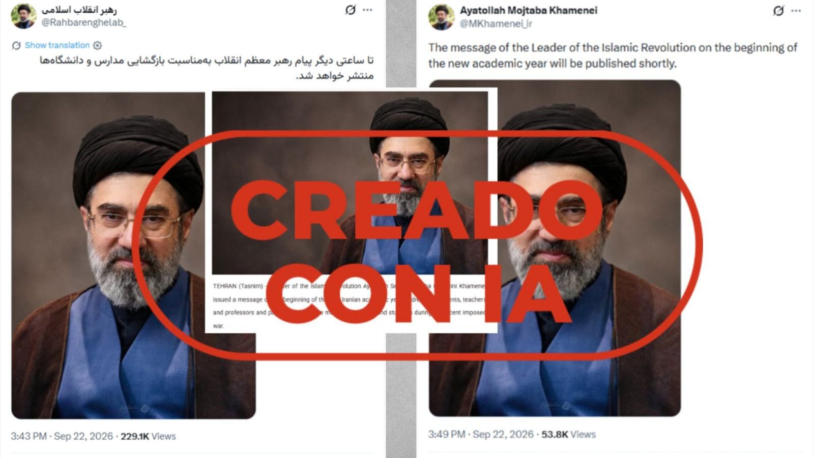 La nueva foto del ayatolá Mojtaba Jameneí publicada en sus perfiles de X con el sello Creado con IA