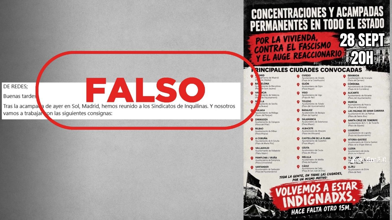 Cartel de convocatorias que en redes atribuyen al sindicato de Inquilinas con sello Falso