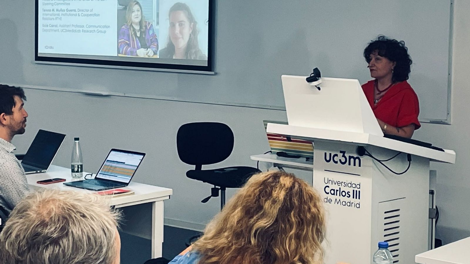La directora de Relaciones Internacionales e Institucionales de RTVE, Teresa Muñoz Guerra, en la reunión de la Red de Periodismo de Investigación de la UER