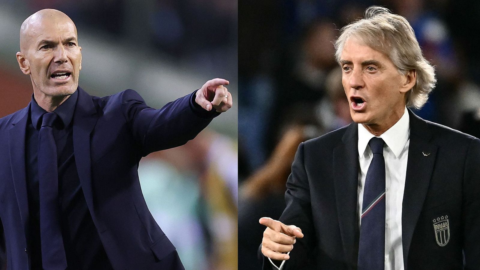 Zinedine Zidane y Roberto Mancini frente a frente en el Francia-Italia de la UEFA Nations League.