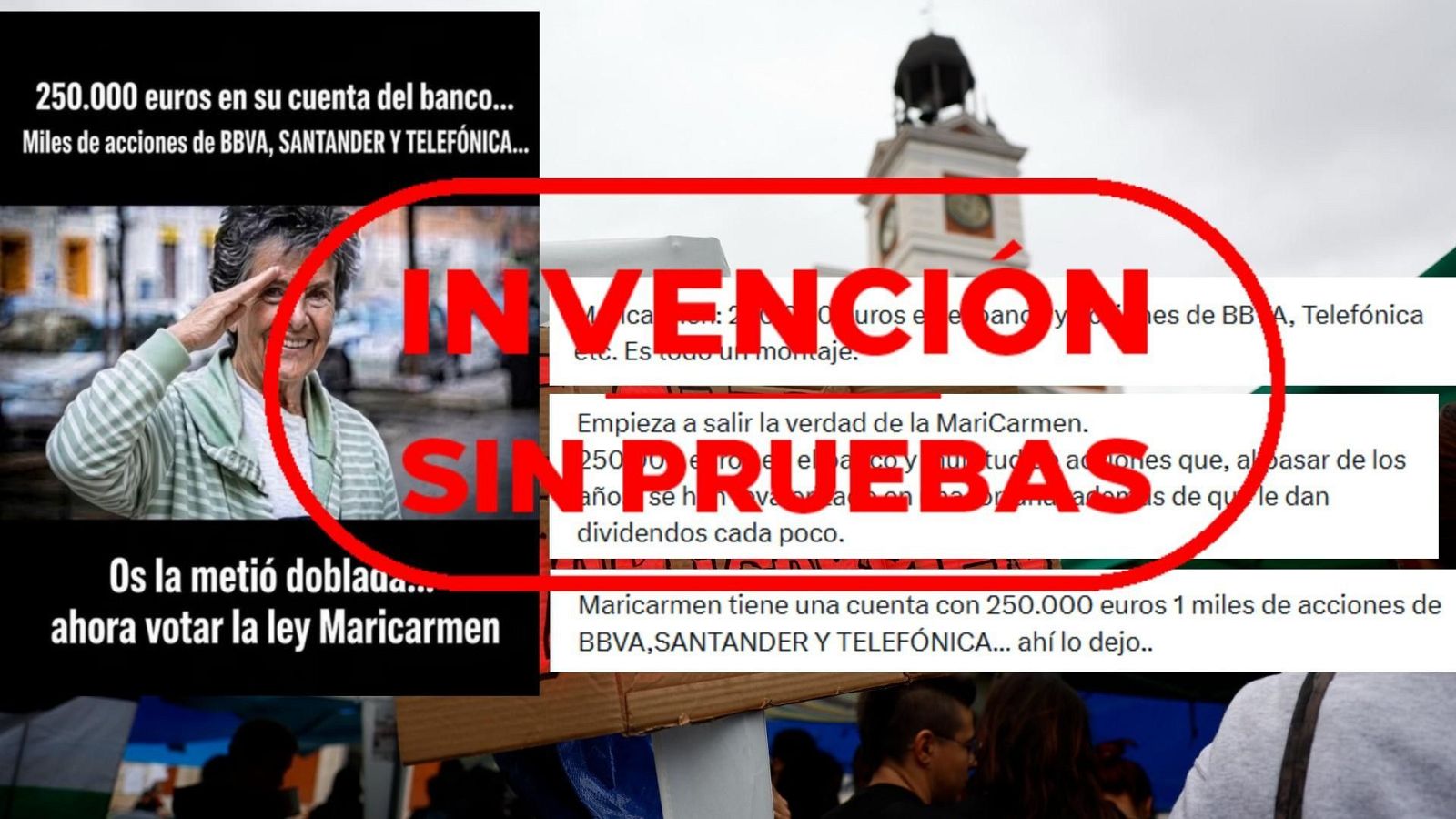 Publicaciones que desinforman sobre Maricarmen con contenidos no verificables de los que no aportan pruebas