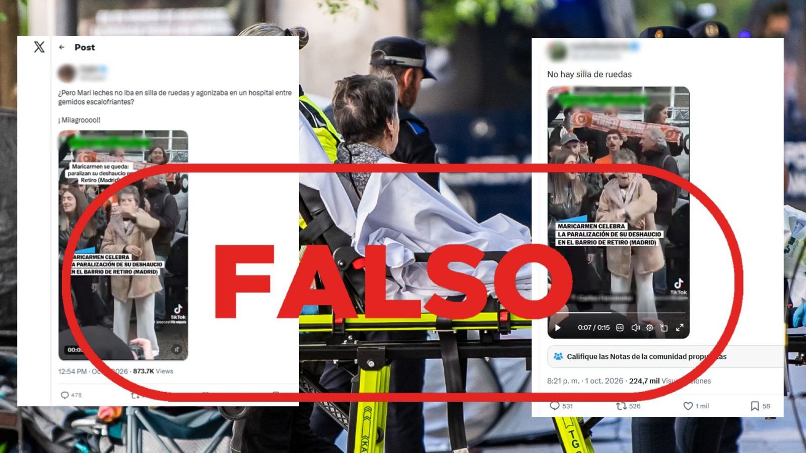 mensajes que difunden como actual un vídeo de 2025 en el que se ve a Maricarmen, con sello Falso