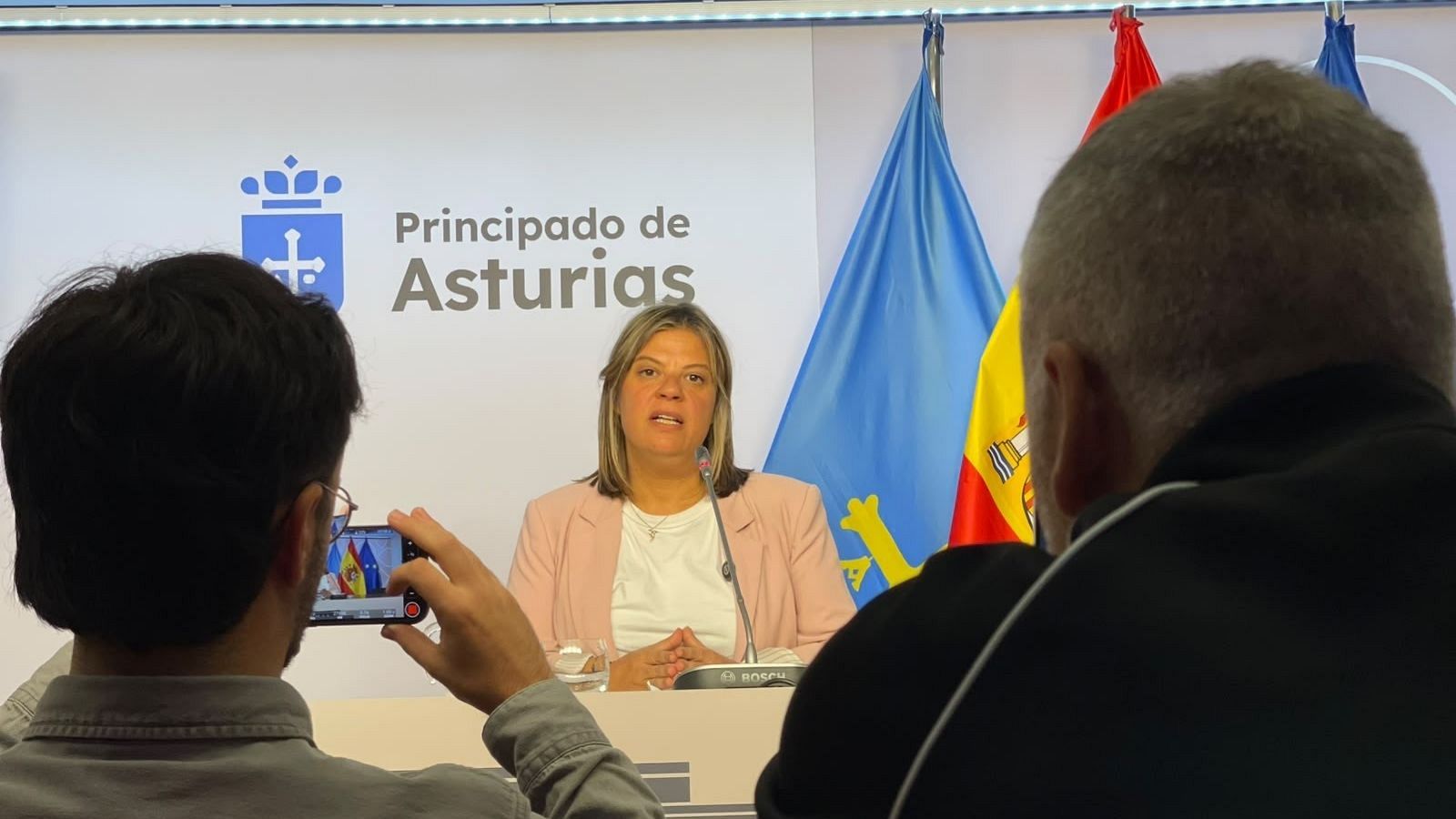 La vicepresidenta de Asturias, Gimena Llamedo, comparece ante los medios de comunicación para valorar la convocatoria de elecciones generales.