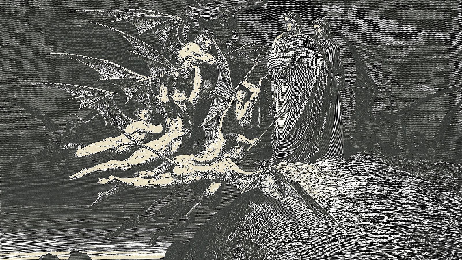 'Canto XXI. Demonios y Virgilio' de Gustave Doré