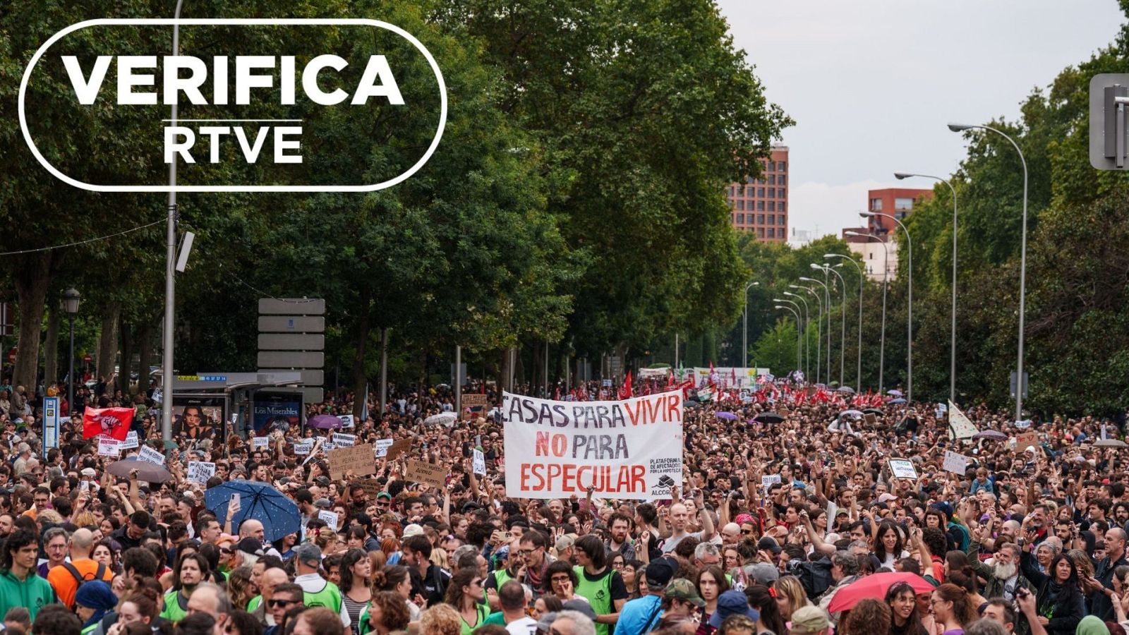 Manifestación por la vivienda el sábado 3 de octubre en Madrid con el sello VerificaRTVE.