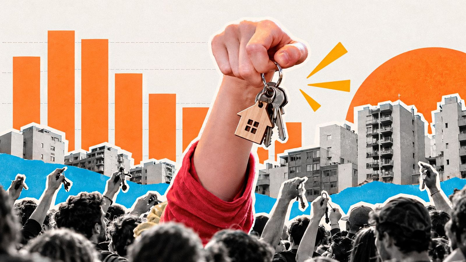 Ilustración collage sobre la crisis de la vivienda