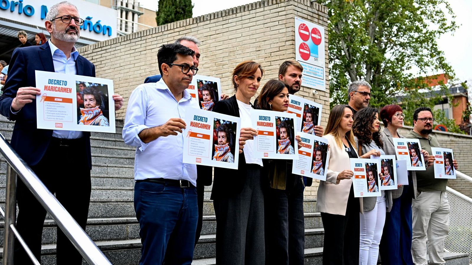 Representantes de Sumar, Podemos, ERC, Bildu y BNG muestran su apoyo al 'decreto Maricarmen' con medidas en vivienda.