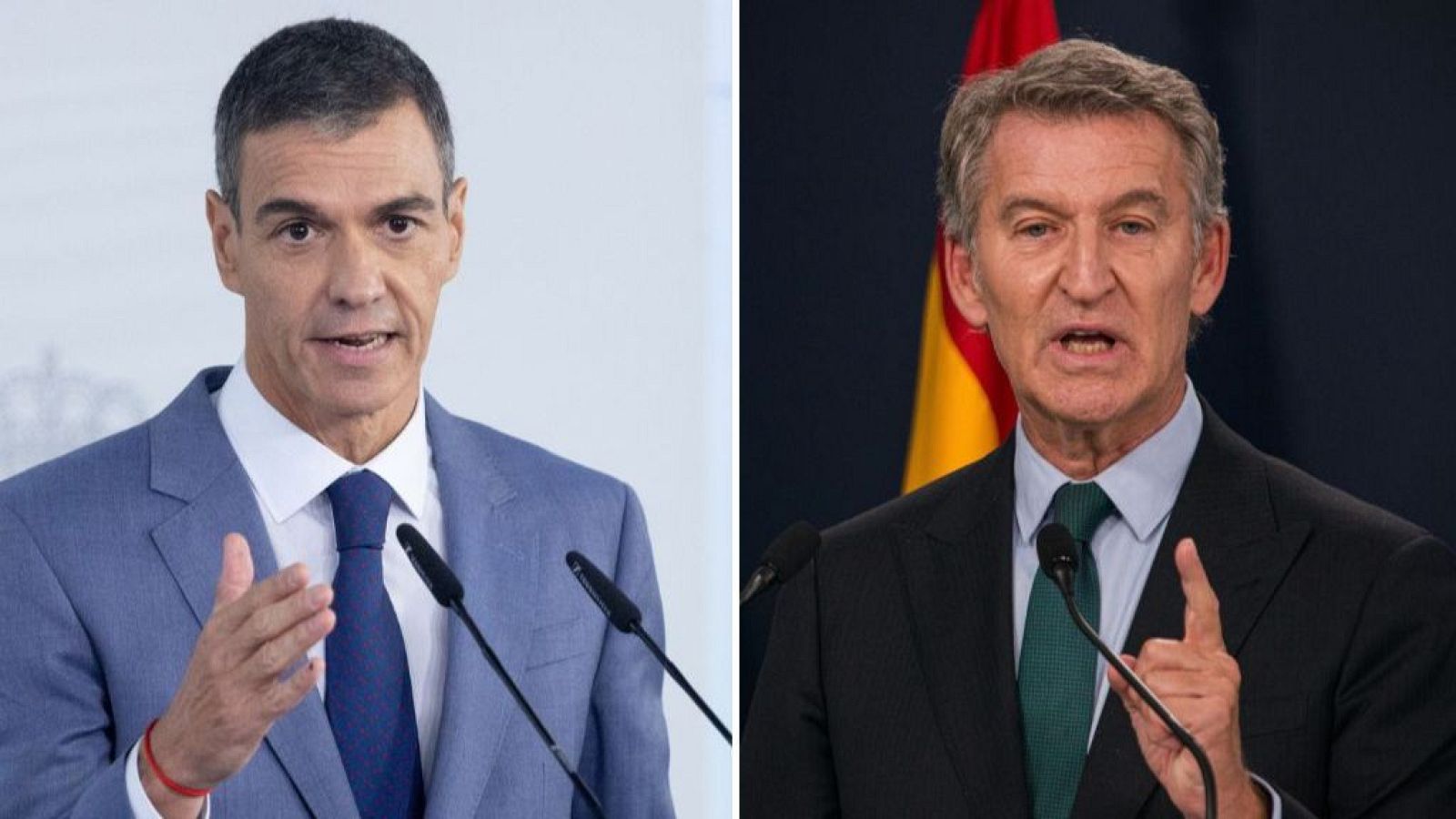 El presidente del Gobierno, Pedro Sánchez, y el líder de la oposición, Alberto Núñez Feijóo