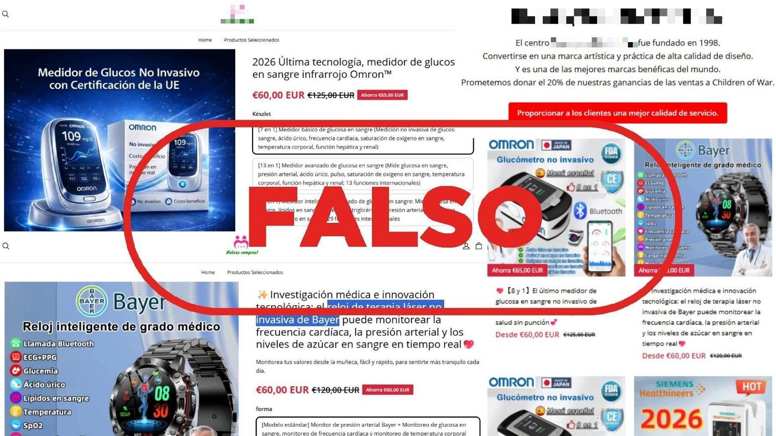 Esta página web promociona la venta de productos falsificados
