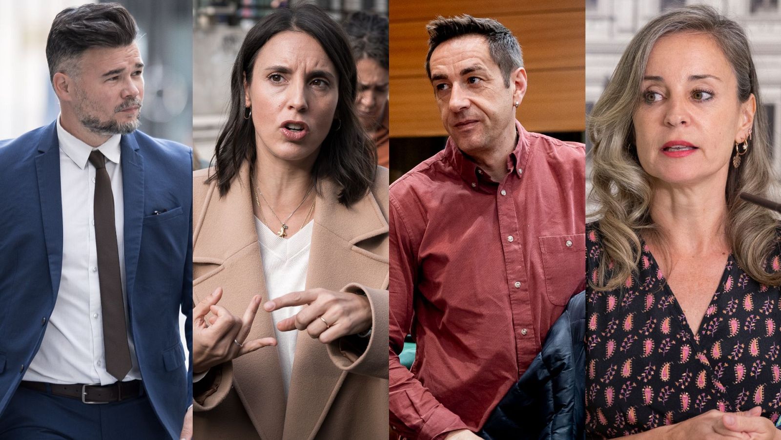 Gabriel Rufián, Irene Montero, Emilio Delgado i Verónica Martinez Barbero