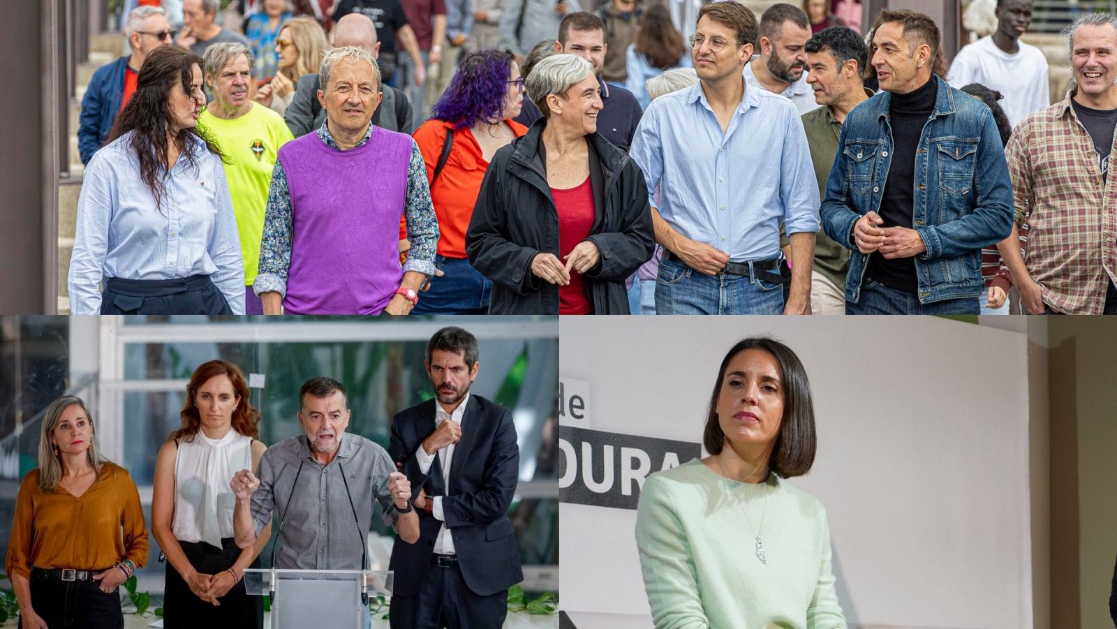 Montaje de diferentes fotos de políticos del espectro político a la izquierda del PSOE
