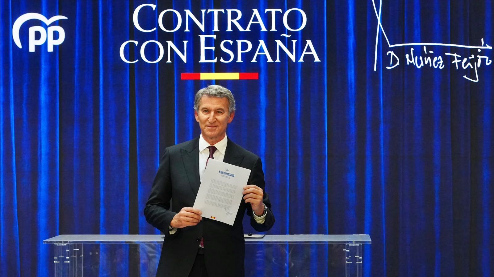 El líder del PP, Alberto Núñéz Feijóo, en un acte aquest dilluns a Madrid