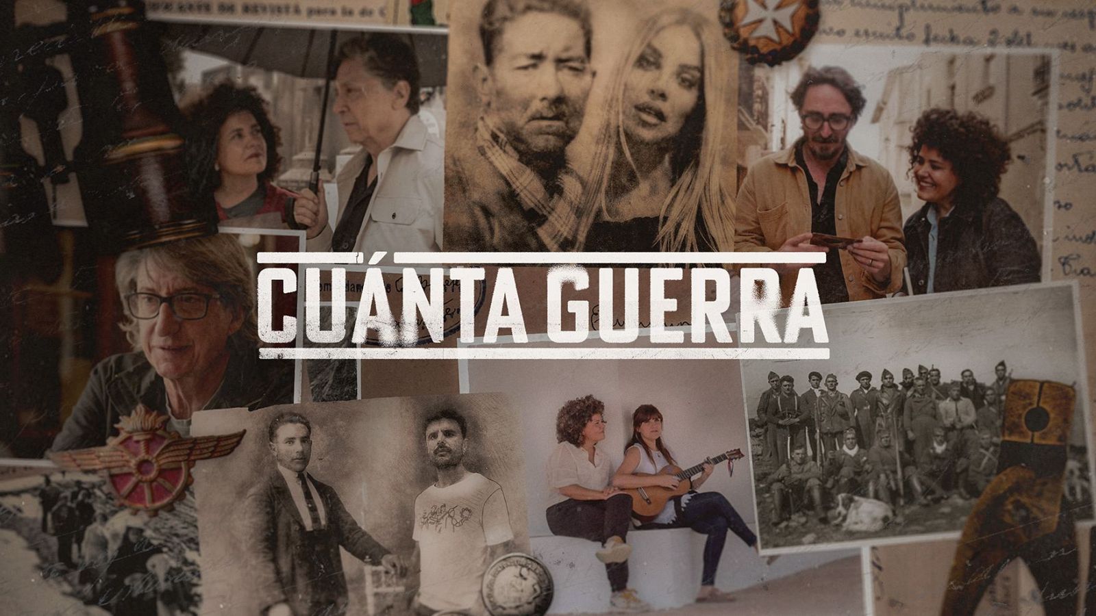 Cartel promocional en formato collage que combina retratos de época, fotografías contemporáneas y documentos históricos sobre la memoria familiar.