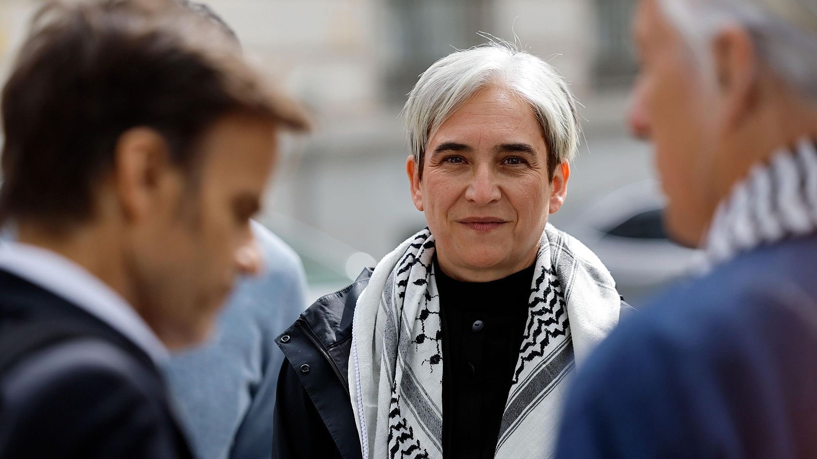 La exalcaldesa de Barcelona Ada Colau, miembro de la Freedom Flotilla,  ante los medios en Madrid con motivo de su denuncia al Estado de Israel ante la Fiscalía de la Audiencia Nacional