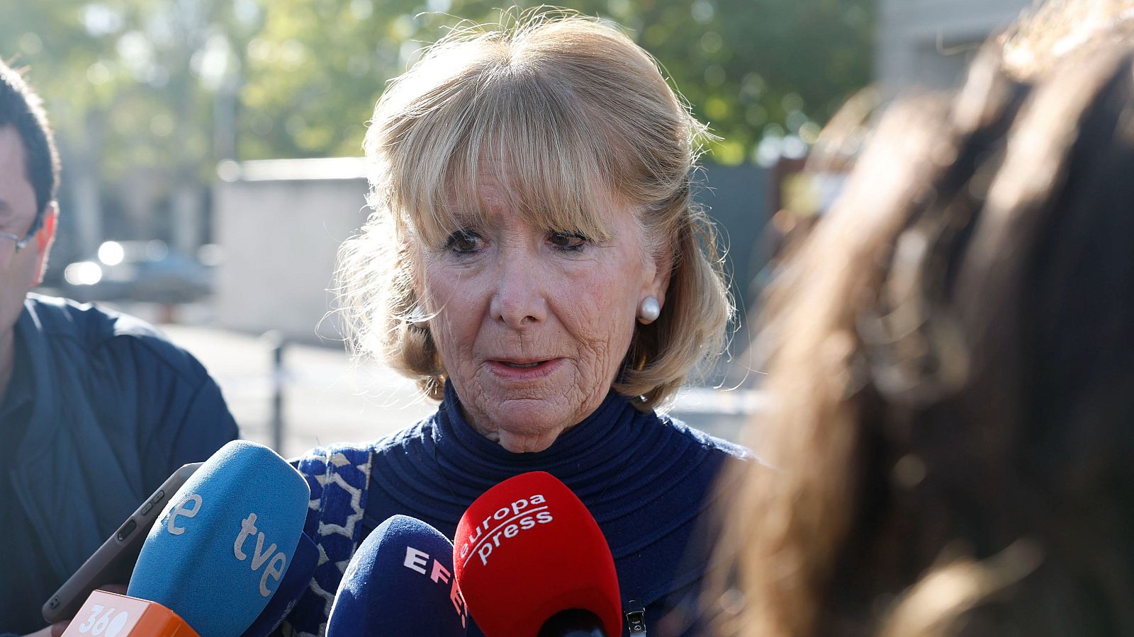 La expresidenta de la Comunidad de Madrid Esperanza Aguirre ofrece declaraciones a los medios tras declarar como testigo en el juicio del caso Lezo