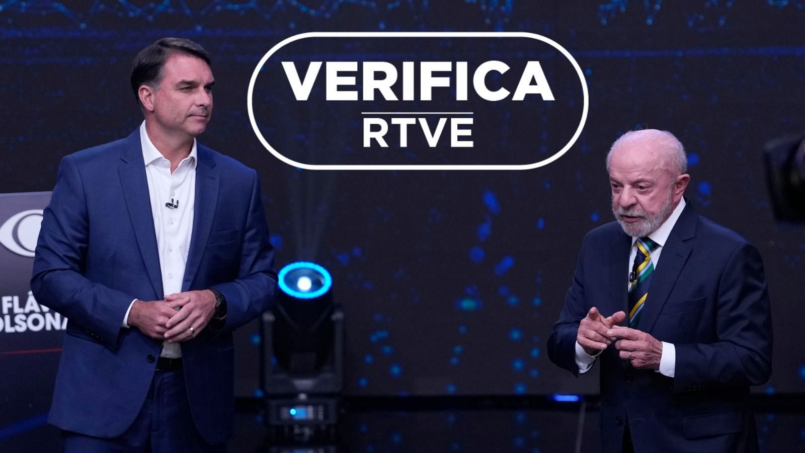 Debate televisivo entre Flávio Bolsonaro y Lula da Silva, el 18 de octubre.