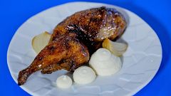 Receta de codorniz rellena de foie y manzana de MasterChef Celebrity Legends