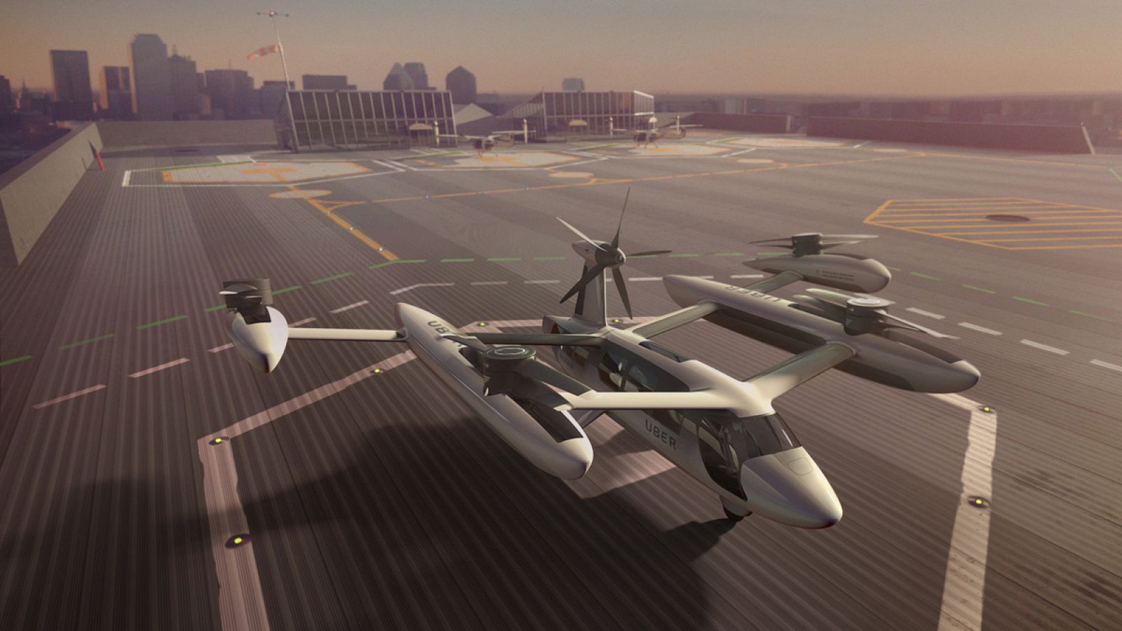 Representación artística de una de las aeronaves diseñada por Uber.