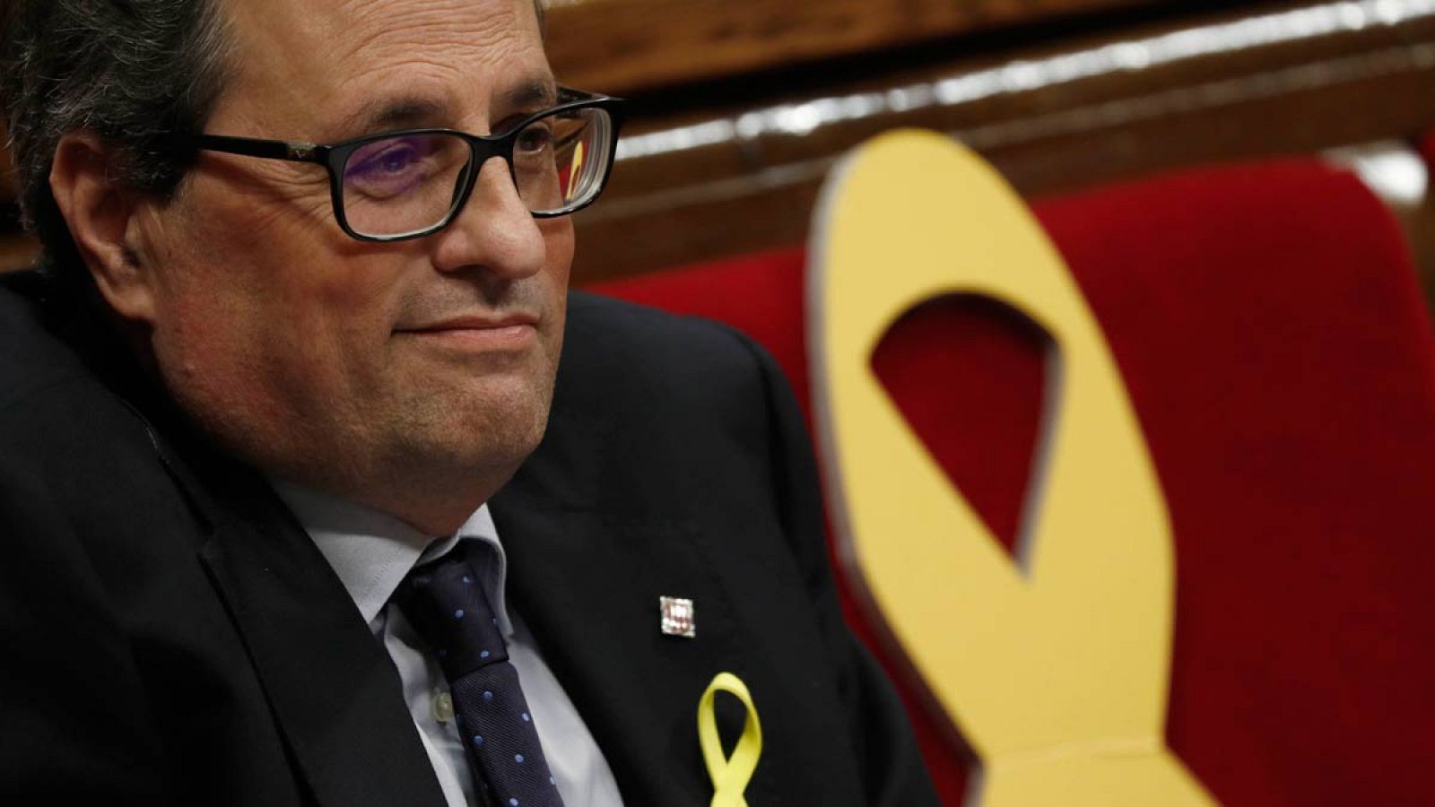 El presidente de la Generalitat, Quim Torra, durante un pleno del Parlament.