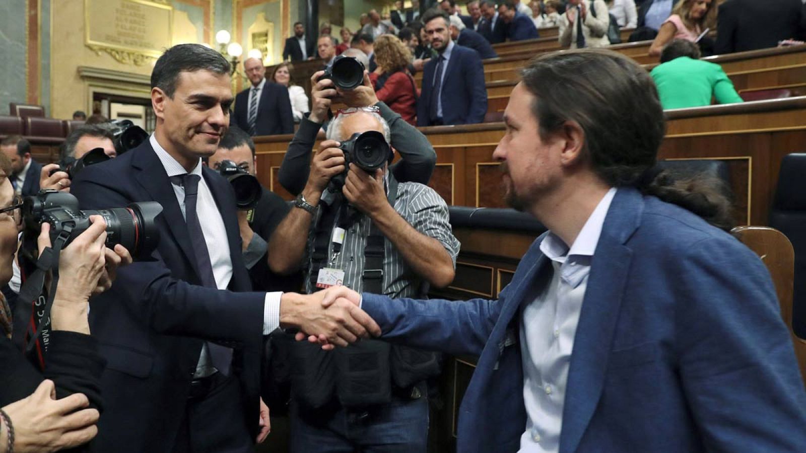 Sánchez e Iglesias, en el debate de la moción de censura
