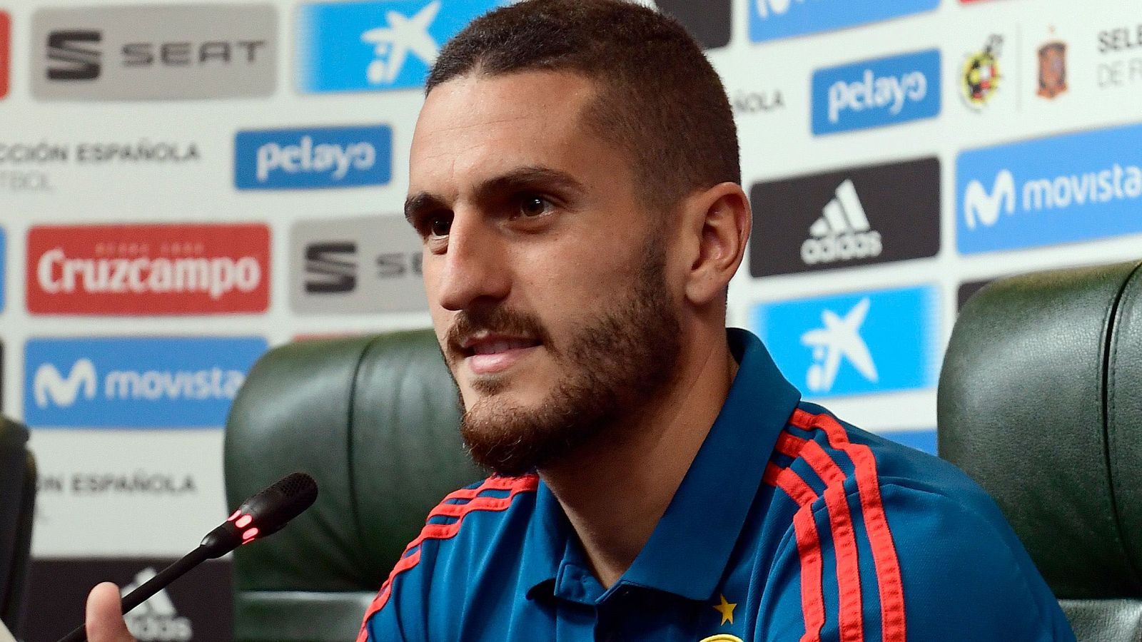 Koke durante la rueda de prensa en Krasnodar.