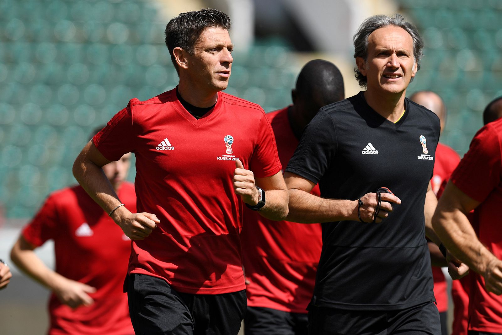 El italiano Gianluca Rocchi durante una sesión de entrenamiento de los árbitros del Mundial de Rusia 2018.