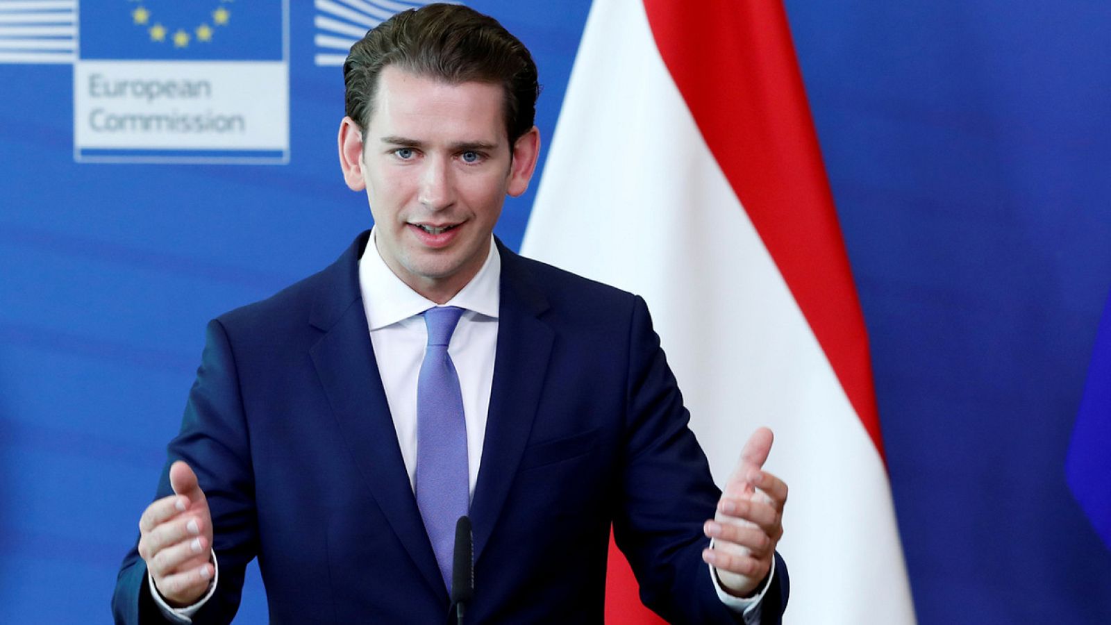 El canciller austríaco Sebastian Kurz, durante una conferencia de prensa en Bruselas