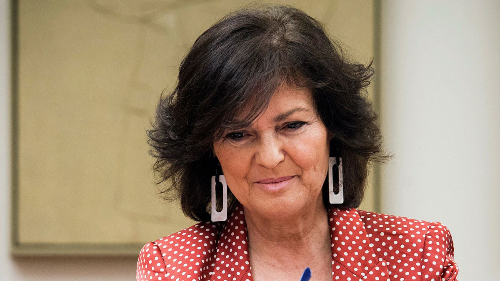 La vicepresidenta del Gobierno, Carmen Calvo, en el Congreso