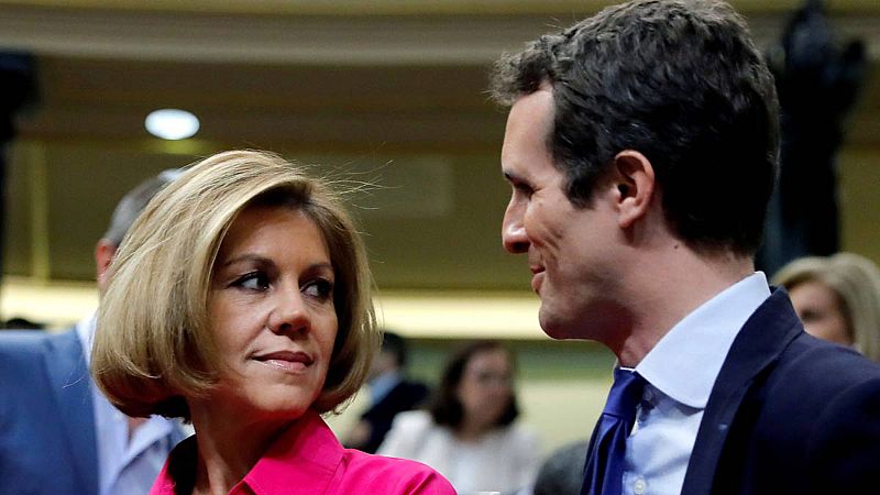Casado habla con Cospedal y busca su apoyo para ganar a Santamar�a: "Quiero integrar, pero despu�s del congreso"