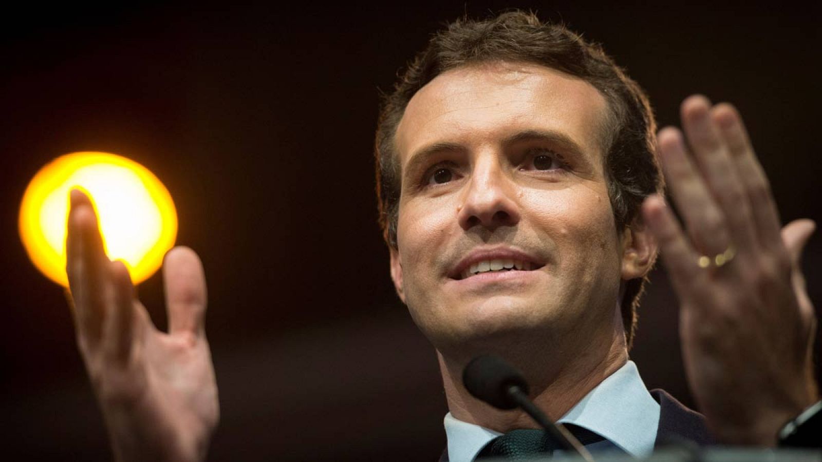 Pablo Casado, en un acto de campaña de las primarias del PP