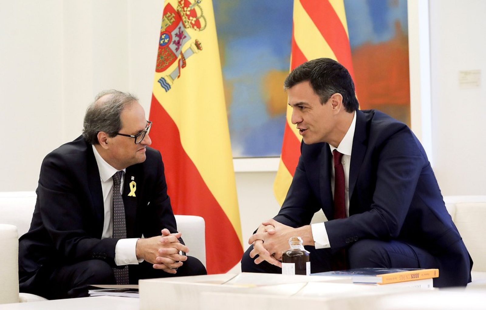 Pedro Sánchez y Quim Torra en La Moncloa