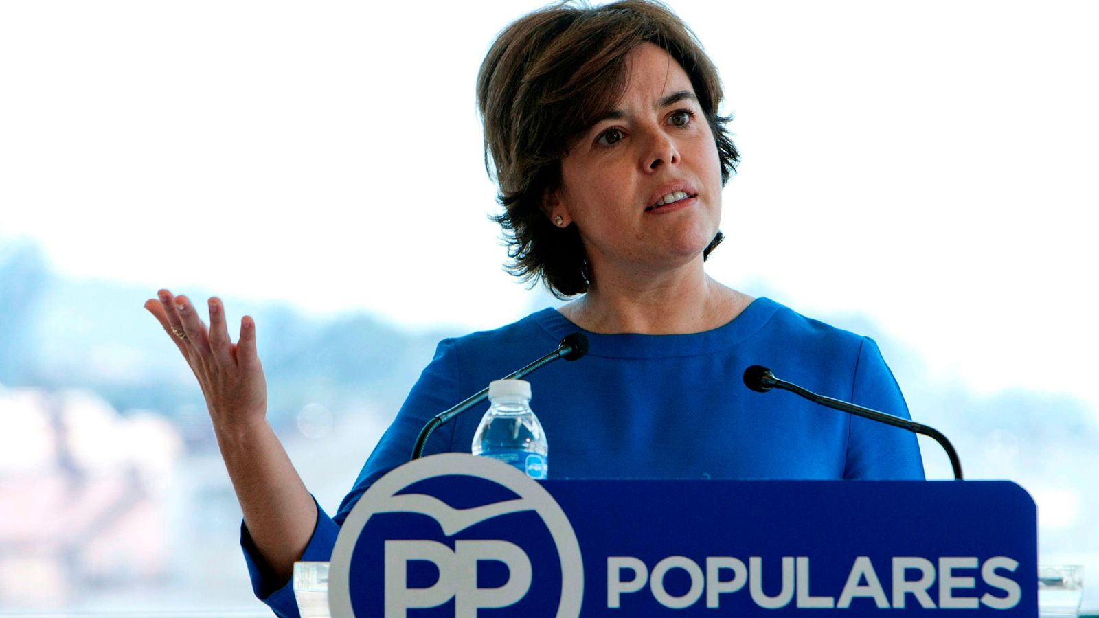 Soraya Sáenz de Santamaría, en un acto con afiliados del PP en Pontevedra