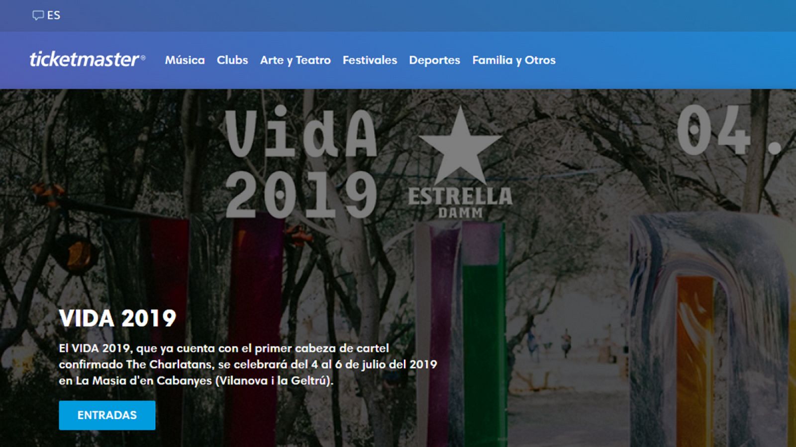 Imagen de la web de Ticketmaster España