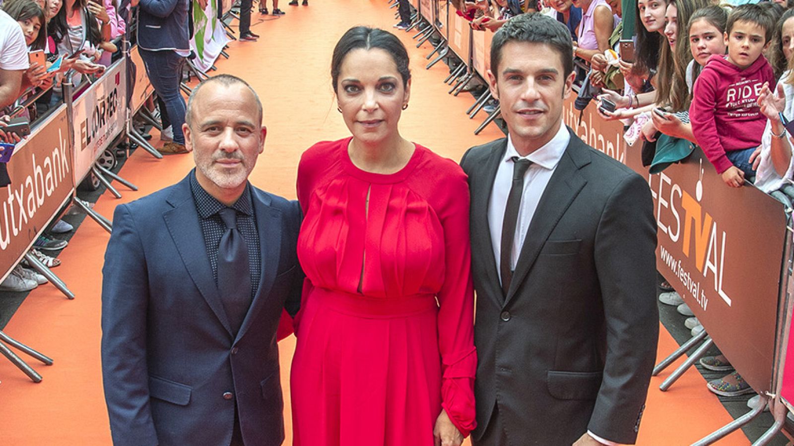 Javier Gutiérrez, Cristina Plazas y Alejo Sauras en el FesTVal de Vitoria