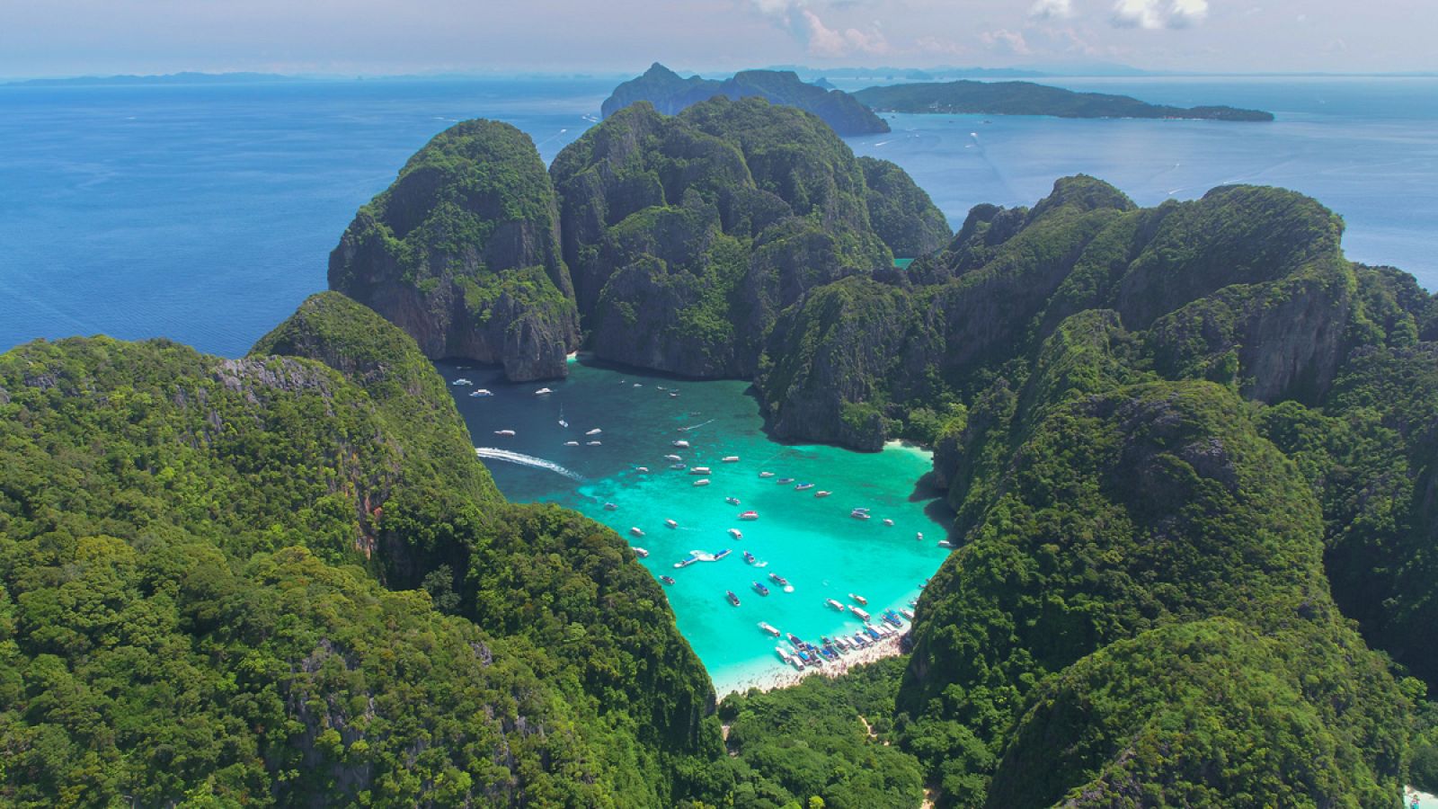 Un imagen aérea de Koh Phi Phi Leh, Tailandia