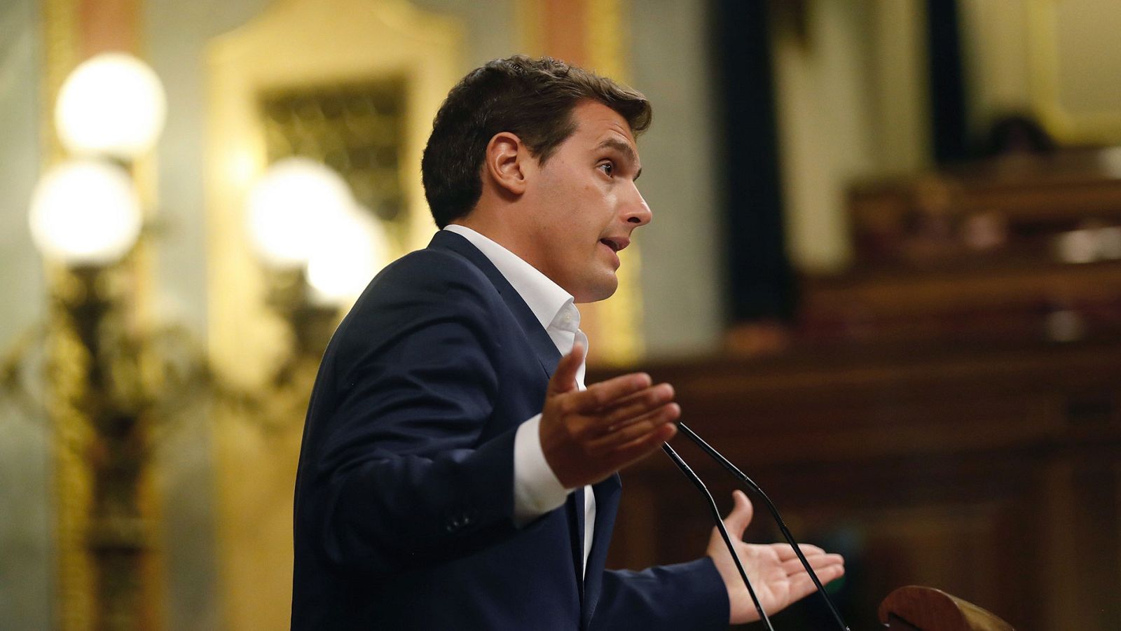 El presidente de Ciudadanos, Albert Rivera, en su intervención sobre aforamientos en el Congreso