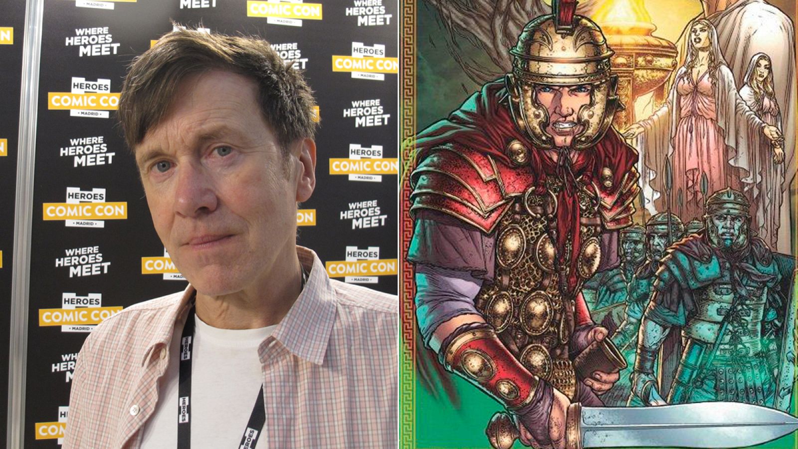 Peter Milligan y detalle de una portada de 'Britannia'