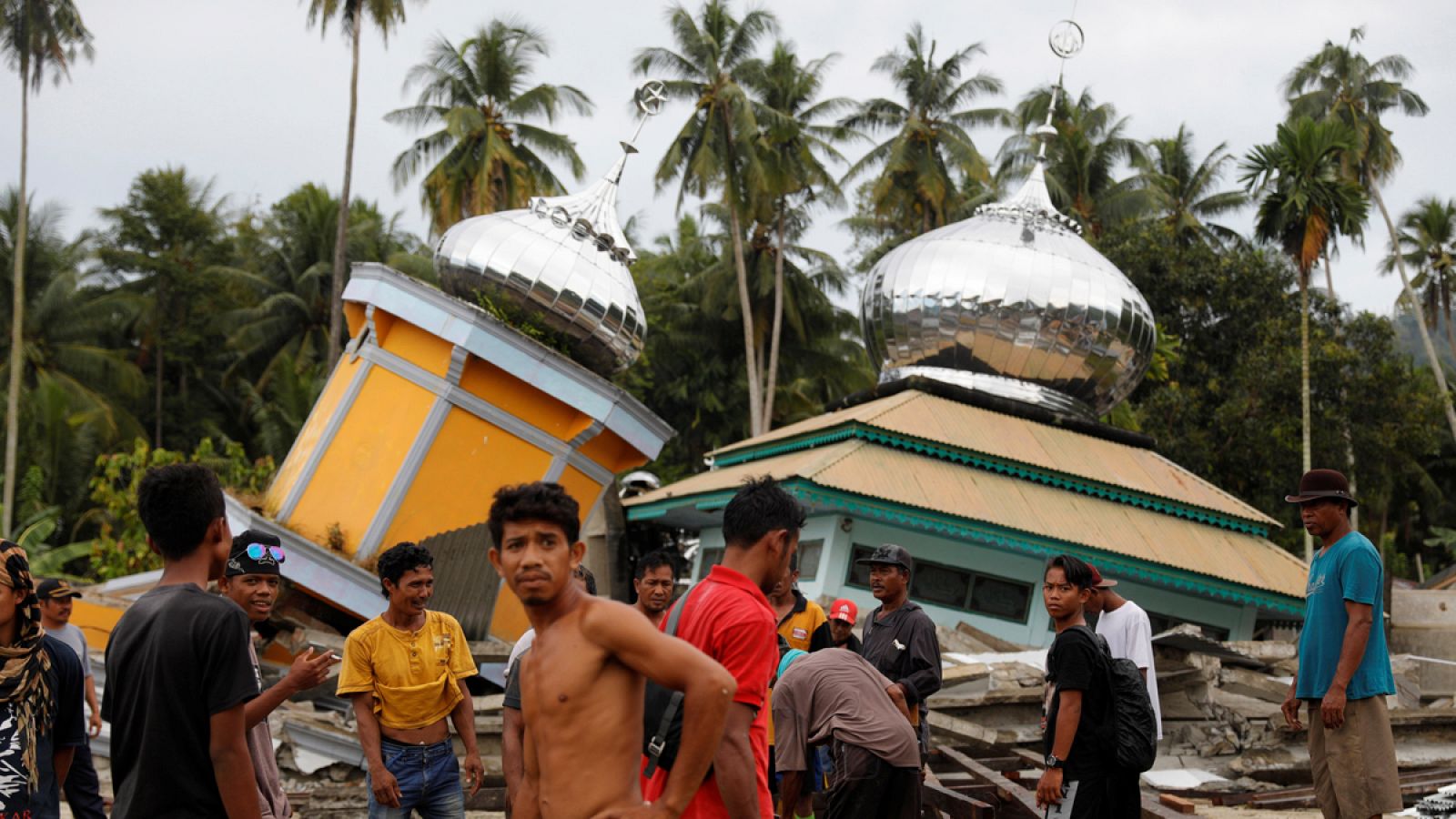 Villagers build a temporary mosque at the epicentre of a devastating earthquake at Lende Tovea village in Donggala
