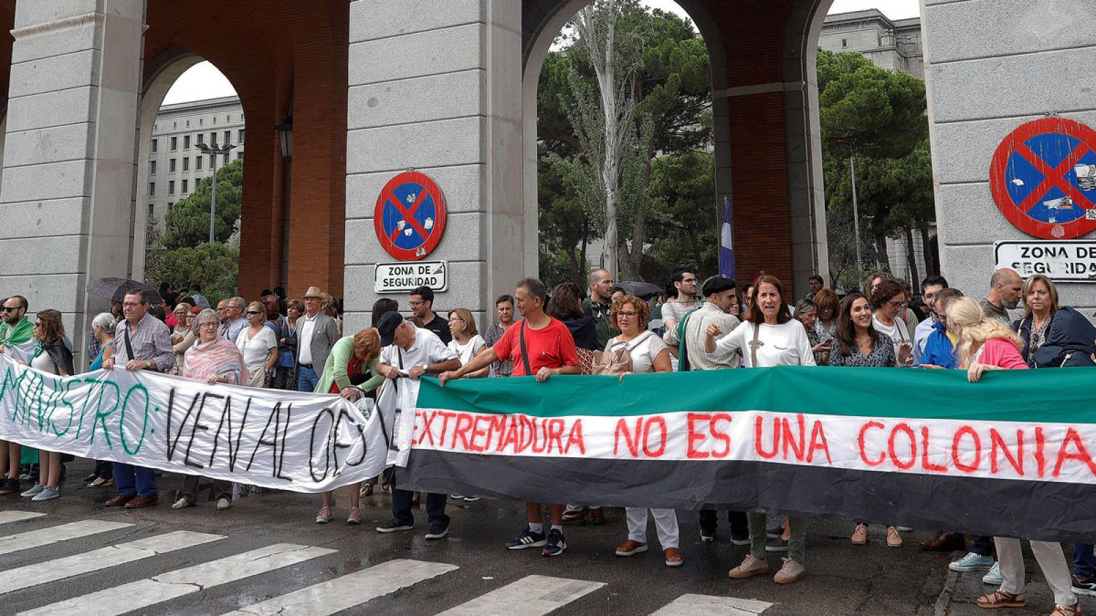 Extremeños manifestándose en Madrid el pasado mes de septiembre para pedir un tren digno