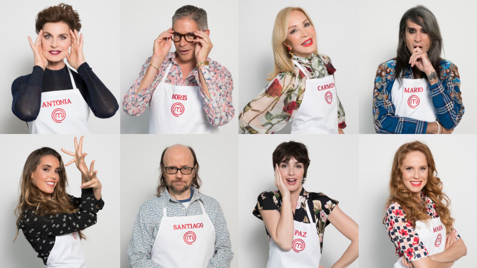 Mario, Boris, Santiago, Carmen, Antonia, Ona, Paz y María, concursantes de 'MasterChef Celebrity 3'
