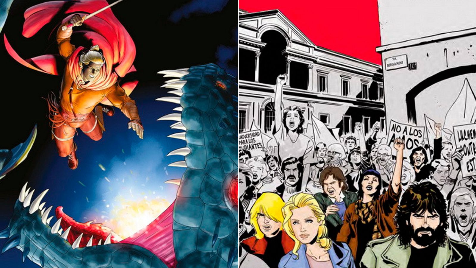 Detalles de las portadas de 'Dragonero' y 'Primavera del 68'