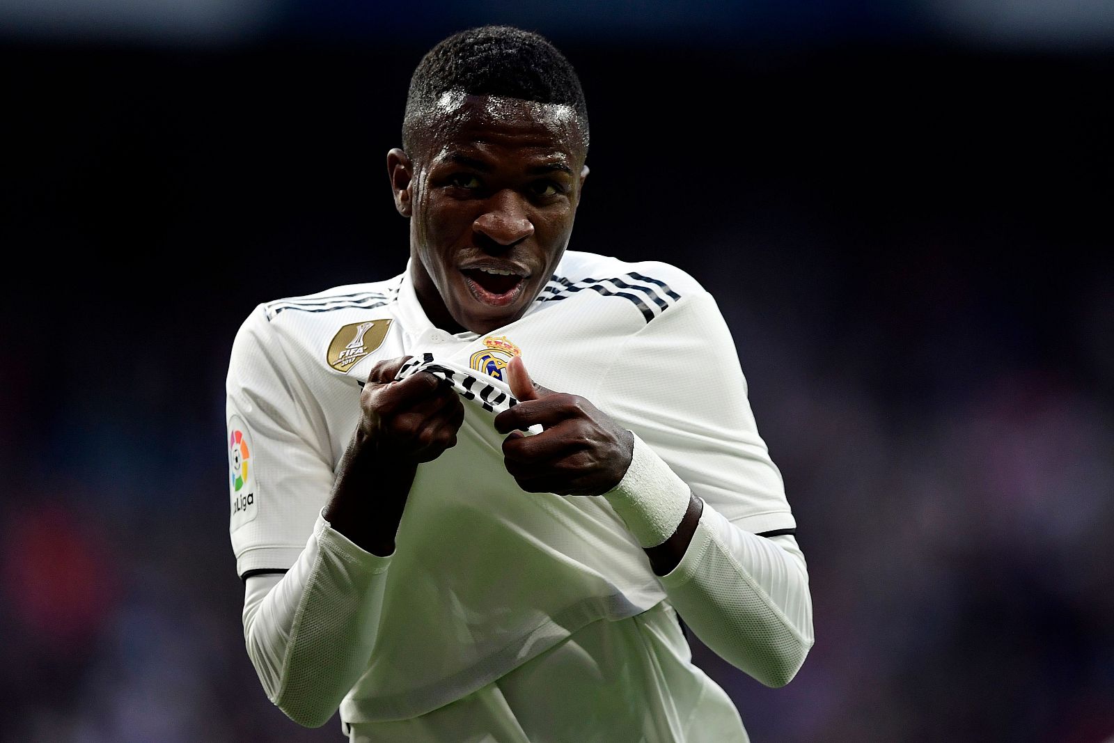 Vinicius celebra su gol frente al Real Valladolid.
