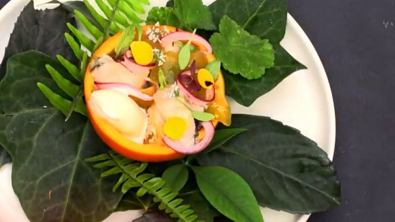 Ceviche de lulo con ostras y pisco sour