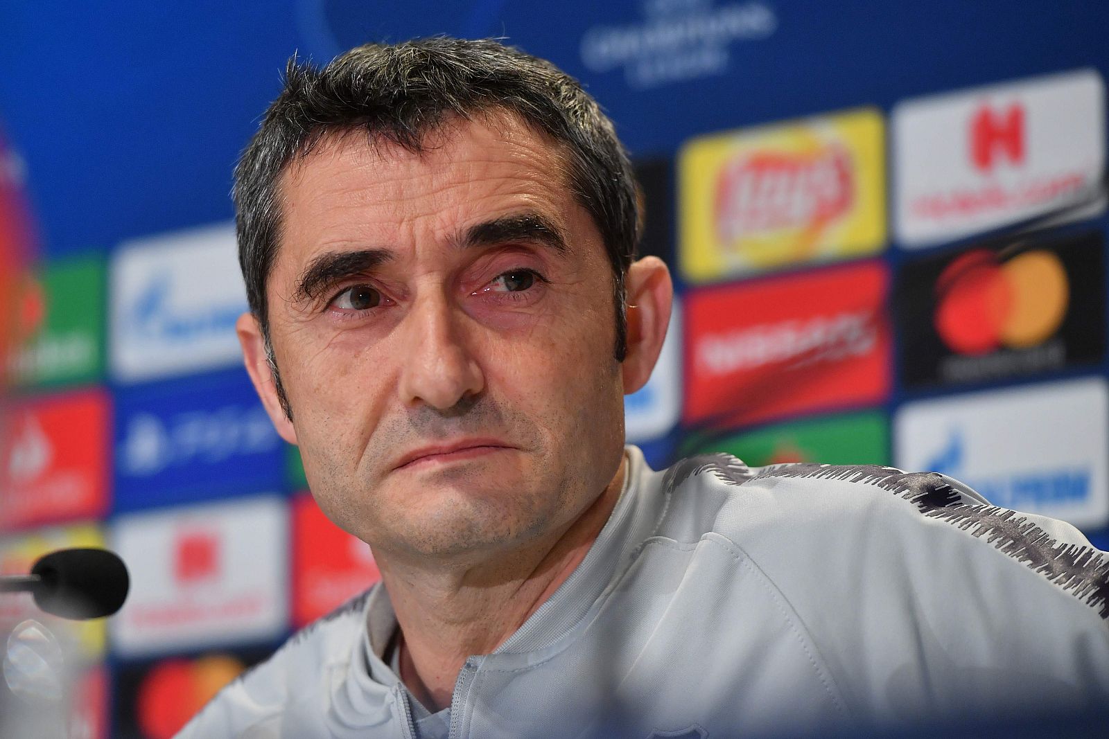 Imagen del técnico Ernesto Valverde en la rueda de prensa.