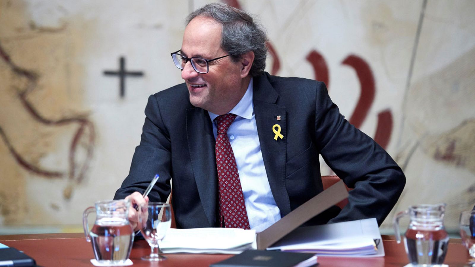 El presidente de la Generalitat Quim Torra en la reunión del gobierno catalán