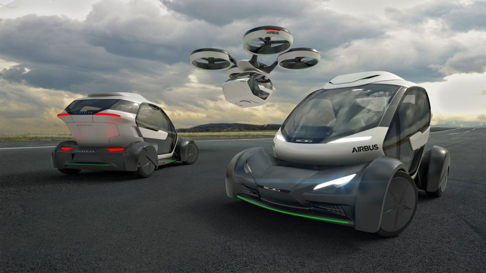 El vehículo se engancha a un dron enorme no tripulado.