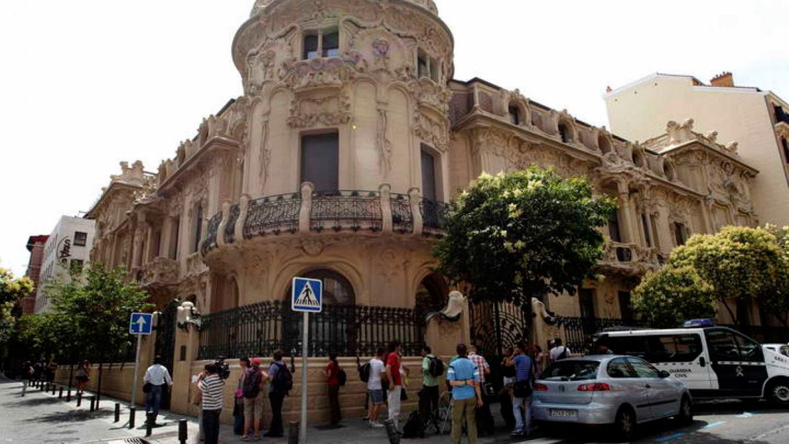 Fachada de la sede de la Sociedad General de Autores Españoles (SGAE) en Madrid