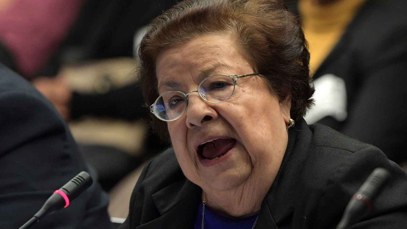 La representante de la sociedad civil nicaragüense, Vilma Nuñez, durante su participación en las sesiones de la CIDH