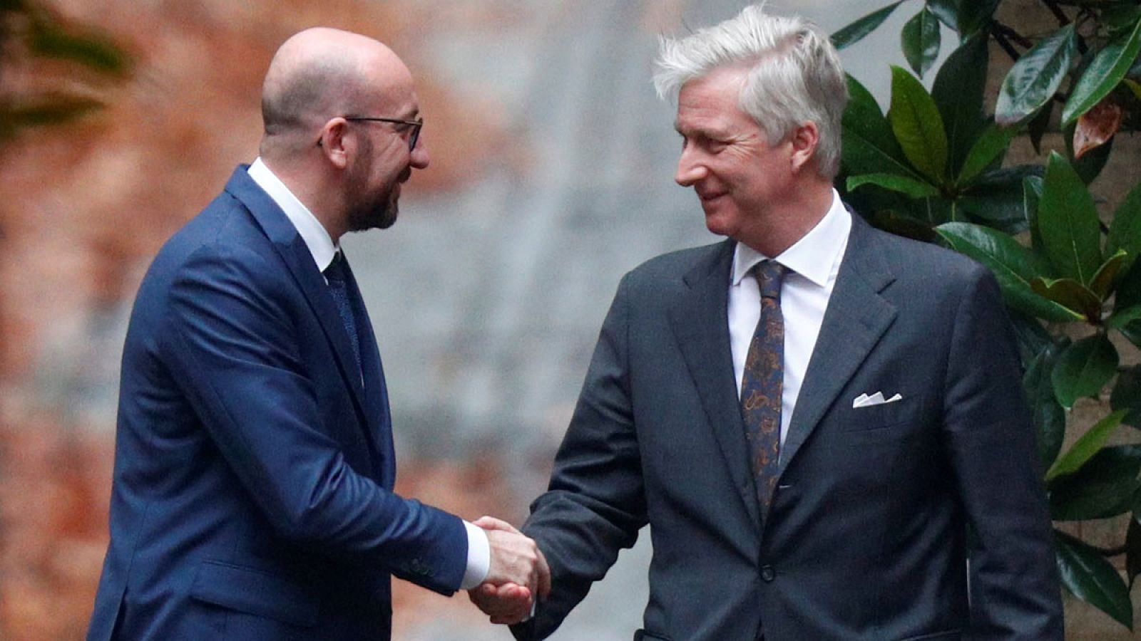 El exministro belga Charles Michel, a la salida de la reunión con el rey Felipe en el palacio real de Bruselas